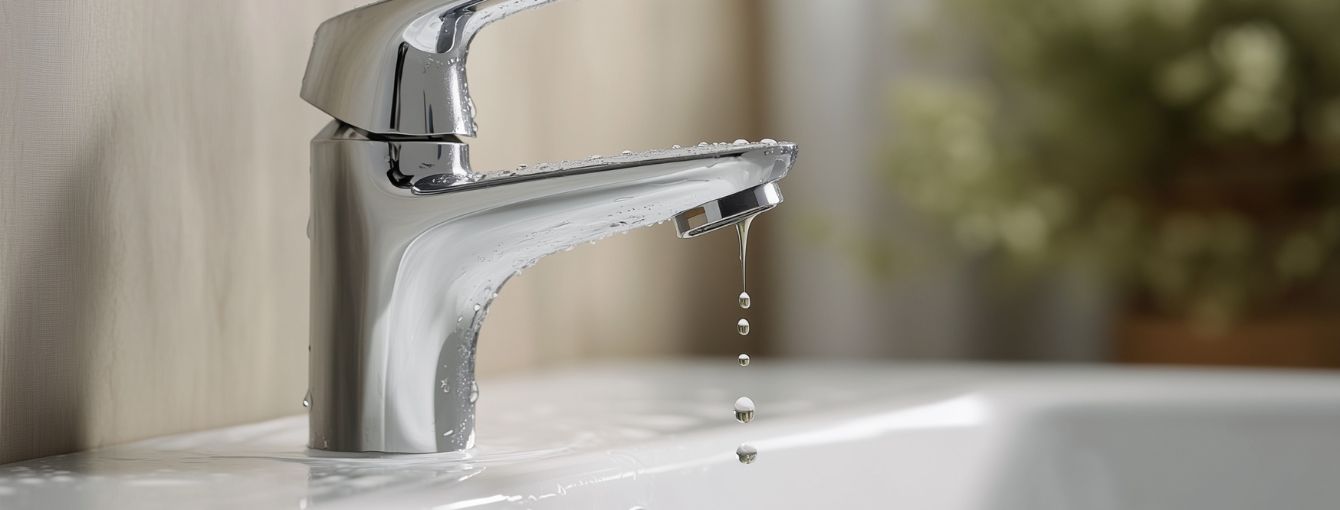 A leaking faucet in a residential home. 