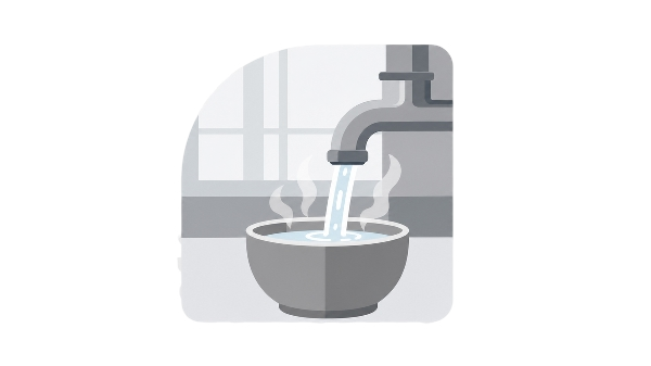Hot water running from a faucet