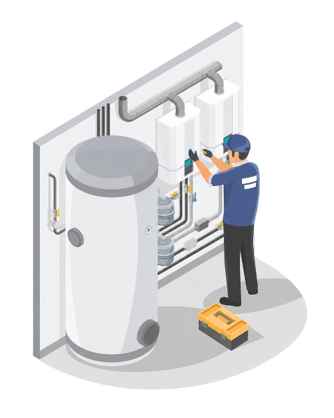 Water heater installation service illustration